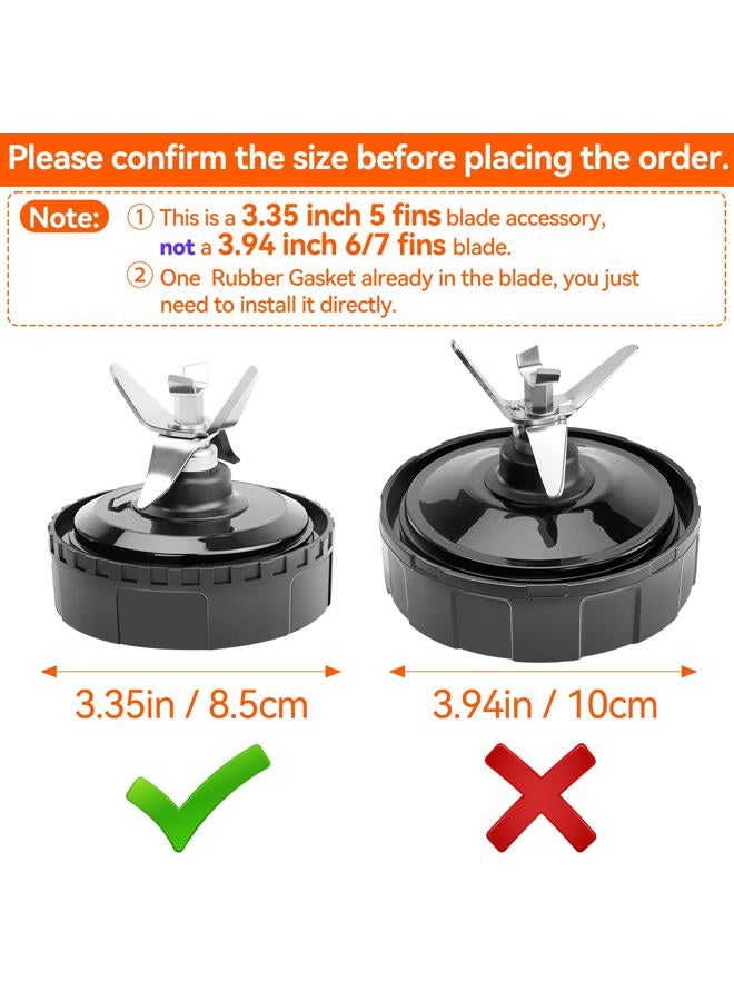 BKFOLIUM 5 Fins Blender Blade Replacement Part For Ninja Blender, 3.35in/8.5cm Extractor Blade Assembly for Ninja QB3000 QB3000QBK QB3000QR-30 QB3001SS QB3001SS-30 QB3004 QB3005 with Hook, Brush, Rubber Gasket - Image 3