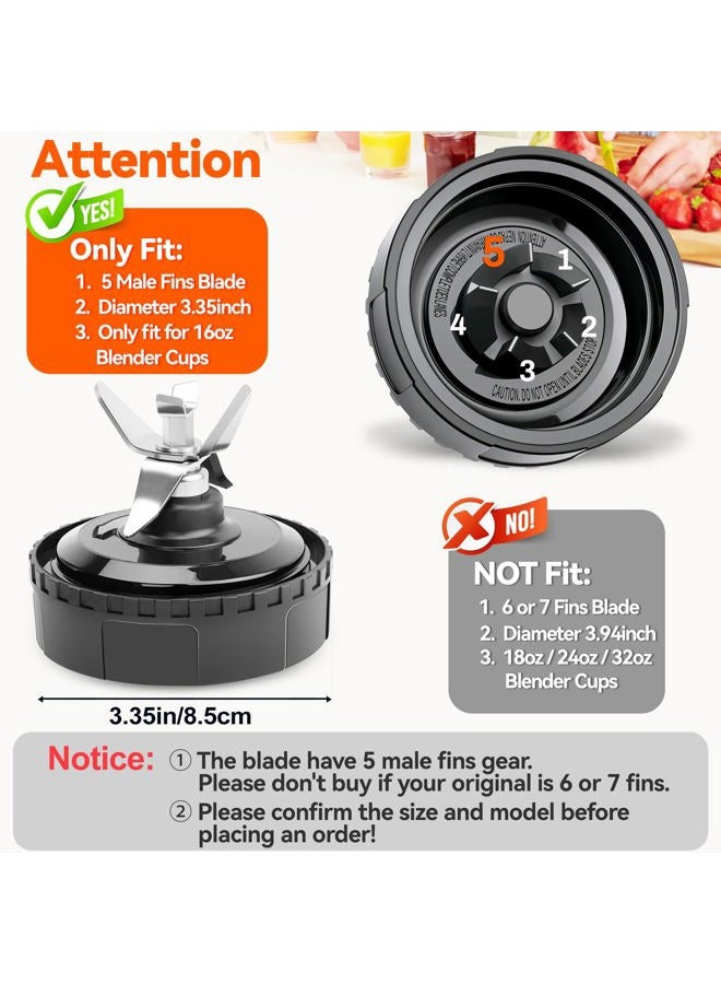 BKFOLIUM 5 Fins Blender Blade Replacement Part For Ninja Blender, 3.35in/8.5cm Extractor Blade Assembly for Ninja QB3000 QB3000QBK QB3000QR-30 QB3001SS QB3001SS-30 QB3004 QB3005 with Hook, Brush, Rubber Gasket - Image 4