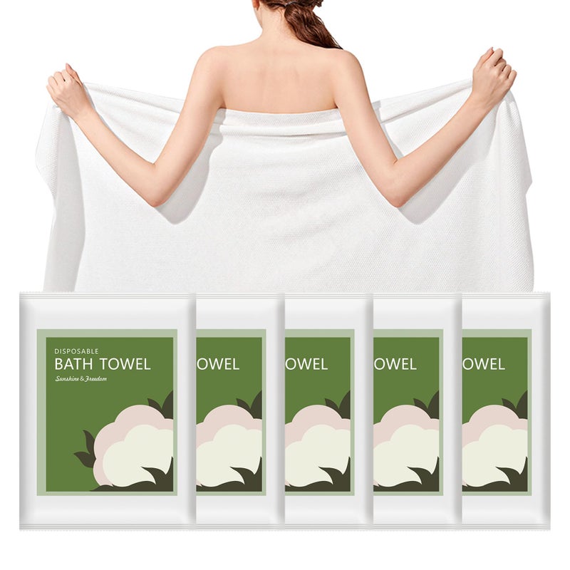 Tvvcalk Disposable Bath Towels 55 x 275 Ultra Soft Quick Dry Disposable Body Towels Portable Travel Towel for Hotel Camping Beach Swimming Gym Sauna Spa Personal Care Pet Towels 5pcs