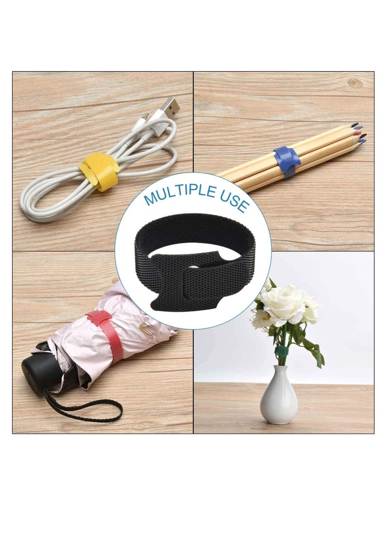 Excefore - 60PCS Fastening Cable Ties Reusable, Premium 6-Inch Adjustable Cord Ties, Microfiber Cloth Cable Management Straps Hook Loop Cord Organizer Wire Ties Reusable (Assorted Colors) - Image 1