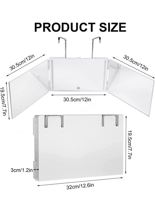 GoldenLike Trifold Makeup Mirror with Lights,3 Way Mirror for Self Hair Cutting,360° Viewing Barber Mirror,Rechargeable Self Cut Mirror for Self Hair Cutting Trim Shaving at Home(White) - Image 2