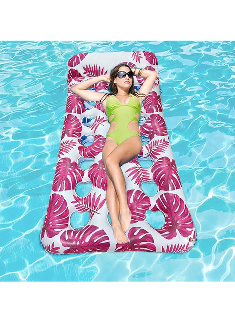 AUTOYSUR - Pool float for adult,Pool Lounger Float,Water Lounger Pool Chair Lounge,Inflatable Pool Hammock Float 21-Cooling Holes, Floating Mat Swimming Pool Floats Toys for Pool Party, Beach, Lake,pink - Image 1