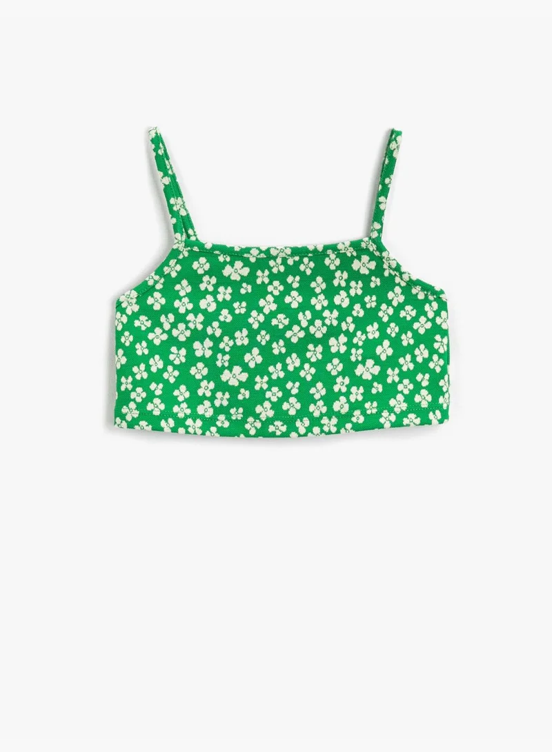كوتون Floral Crop Tanktop Thick Strappy