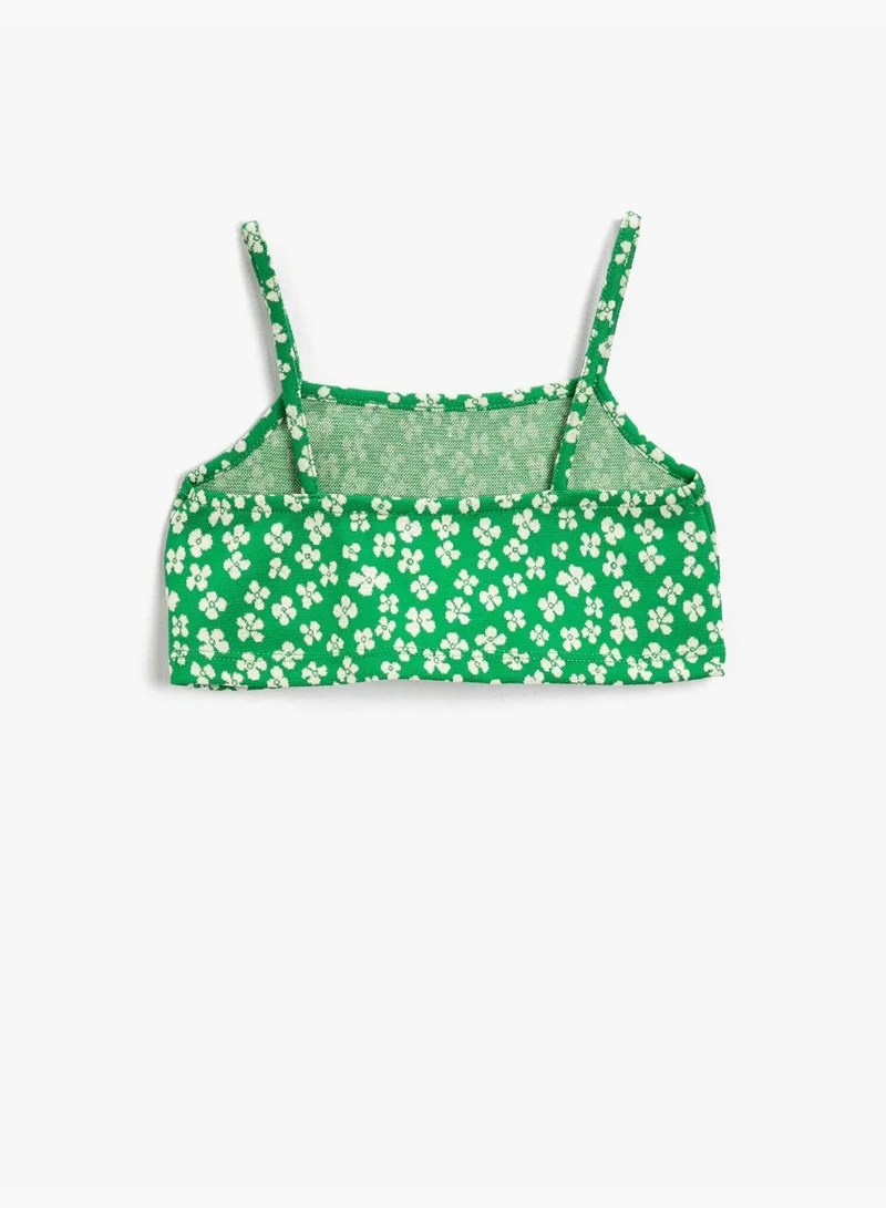كوتون Floral Crop Tanktop Thick Strappy