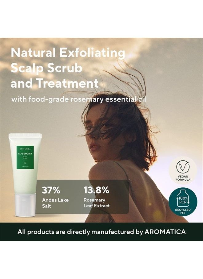AROMATICA - مقشر فروة الرأس بإكليل الجبل 5.82 أونصة / 165 جرام، خالي من الكبريتات والسيليكون، نباتي، تنظيف فروة الرأس بحبيبات الملح، ينشط ويقشر فروة الرأس، تقشير دقيق - Image 1
