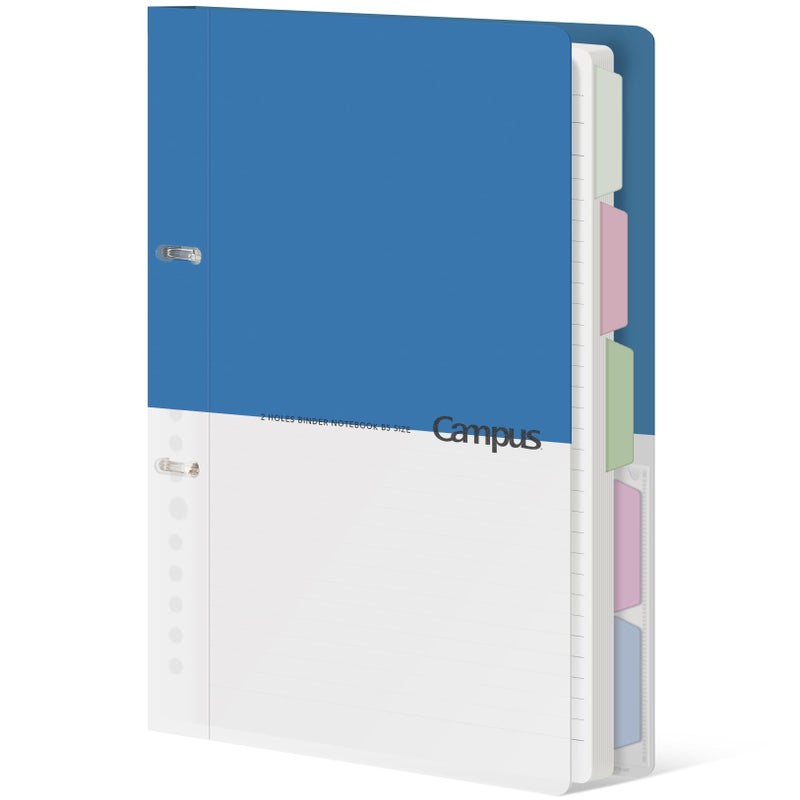 KOKUYO 5 Subject Spiral Notebook Journal, Campus 110 Sheets B5 Refillable Notebook with Dividers Tabs, 6mm Dot Lined Binder Notebook for Work School Note Taking. 9" x 10.5", Blue, Japan Import - Image 1