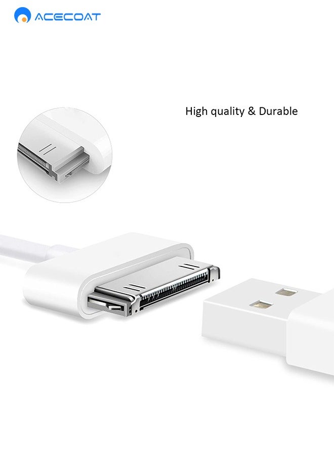 ACECOAT - 3-Pack 30-Pin Charger Cable 3.3FT(100CM) Compatible for Old iPhone 4 4S 3GS, iPad & iPod Classic 1st 2nd 3rd Generation, iPod Touch 4th, iPod Nano 5th 6th Gen, USB Fast Charge & Sync Charging Cord - Image 1