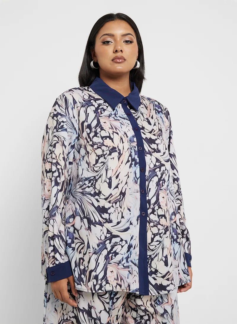 ايلا بلس Floral Print Shirt & Pant Set