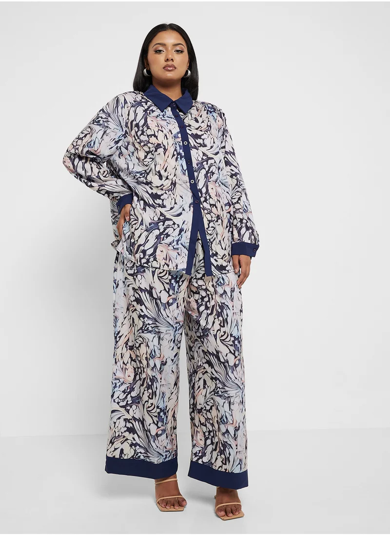 Ella Plus Floral Print Shirt & Pant Set