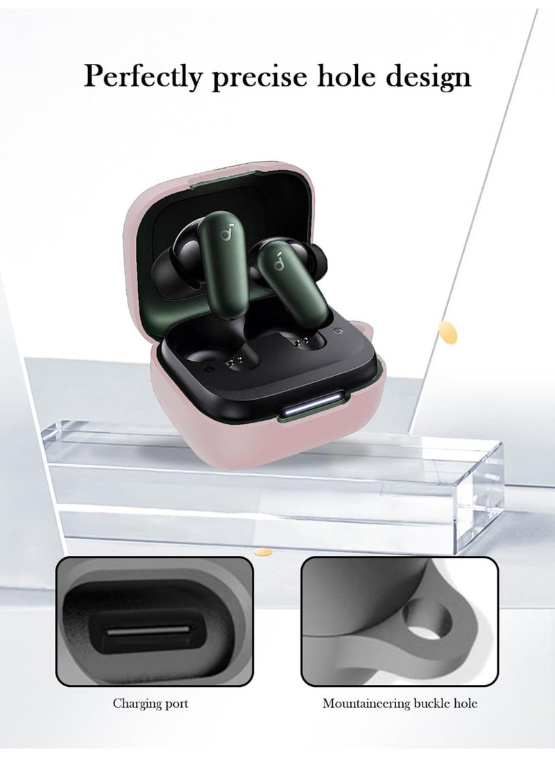 QIRG Silicone Case for Anker Soundcore P30i/R50i NC Earphone case, Anti Drop and dustproof Earbuds case Cover With Hook（Pink） - Image 4