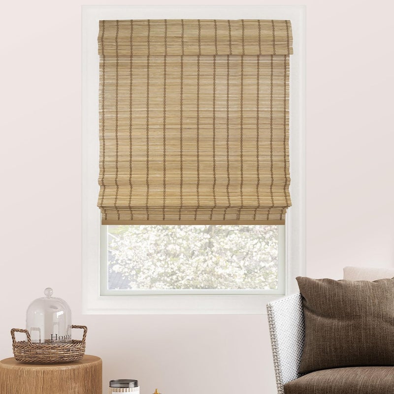 CHICOLOGY Bamboo Roman Shades Customer Favorite Light Filtering Blinds for Windows Premium Quality Ideal for Home Deer Brown 23 W X 64 H