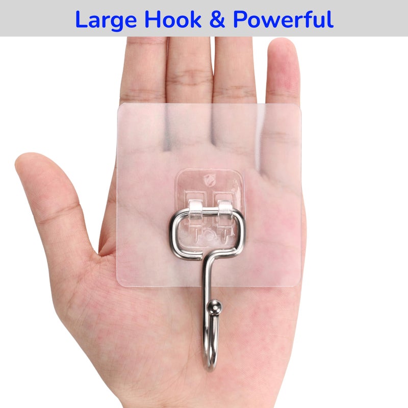 SZNKB Large Adhesive Hooks, 12-Pack Sticky Hangers for Hanging Heavy Duty, Transparent Waterproof Oil-Proof and Rustproof, Towel and Coats Hooks for Bathroom,Kitchen Home and Office - Image 2