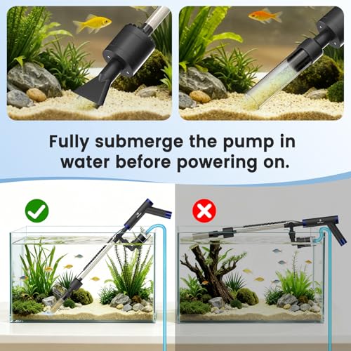 fishkeeper Electric Fish Tank Cleaner – 8W Rechargeable Aquarium Cleaning Tools with Gravel Vacuum, 213GPH Automatic Water Changer with Debris Cleaning & Sand Washing for Freshwater Saltwater Tanks - Image 5