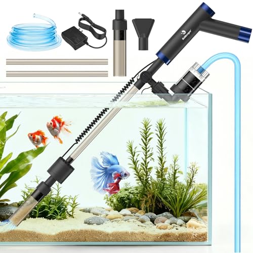 fishkeeper Electric Fish Tank Cleaner – 8W Rechargeable Aquarium Cleaning Tools with Gravel Vacuum, 213GPH Automatic Water Changer with Debris Cleaning & Sand Washing for Freshwater Saltwater Tanks - Image 1