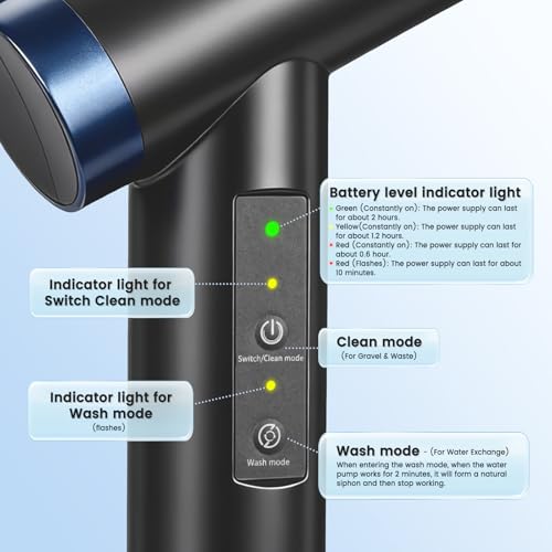 fishkeeper Electric Fish Tank Cleaner – 8W Rechargeable Aquarium Cleaning Tools with Gravel Vacuum, 213GPH Automatic Water Changer with Debris Cleaning & Sand Washing for Freshwater Saltwater Tanks - Image 2