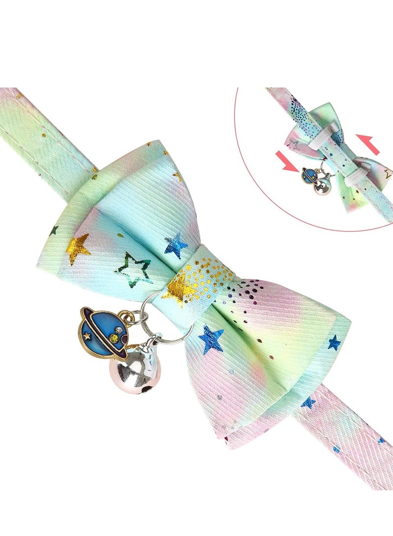 KASTWAVE 2 Pack Breakaway Cat Collar with Removable Bow Tie and Bells, Adjustbale Kitten Collar, Safety Basic Collar with   Patterns for Girl Boy Kitty, Neck 8-11.5" - Image 5