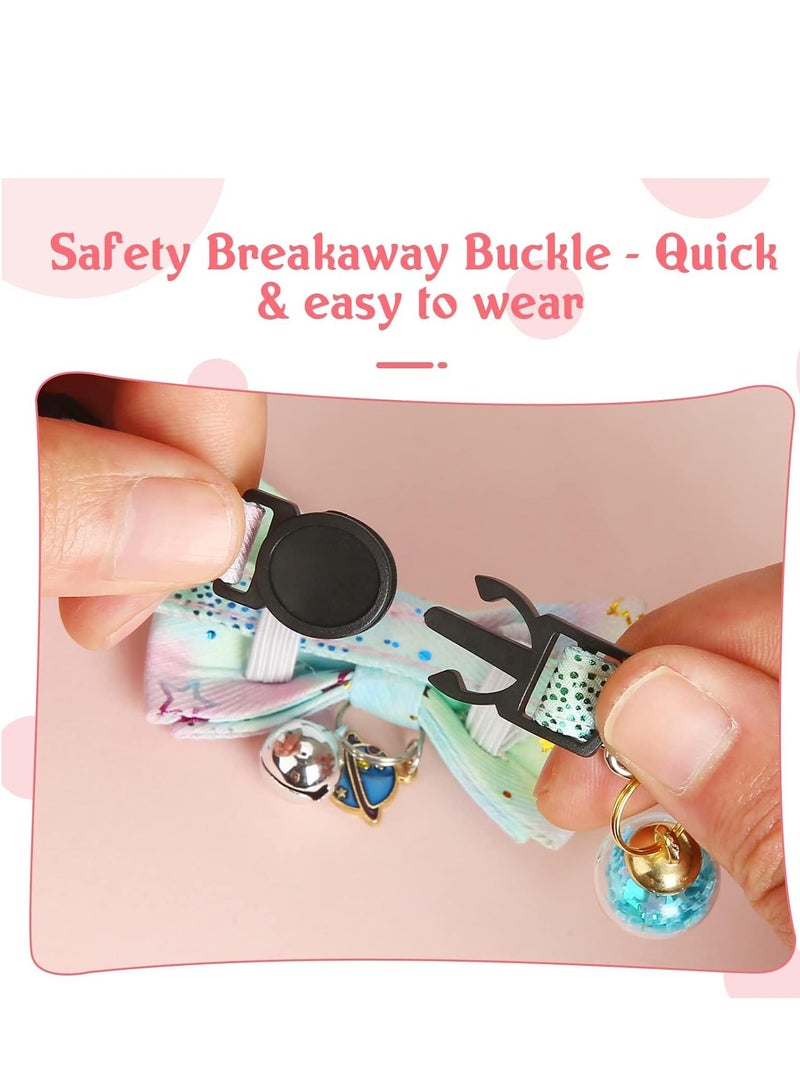 KASTWAVE 2 Pack Breakaway Cat Collar with Removable Bow Tie and Bells, Adjustbale Kitten Collar, Safety Basic Collar with   Patterns for Girl Boy Kitty, Neck 8-11.5" - Image 4