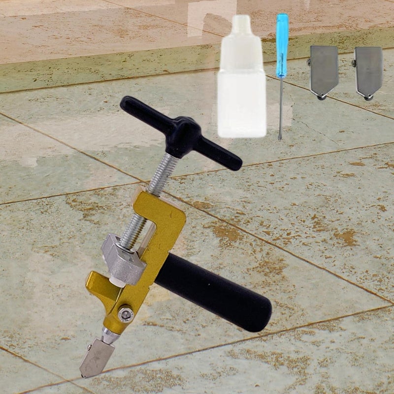 klarako Glass Cutter Hand Tool, Manual Tile Cutter, Glass Cutting Tool with Glass Breaking Pliers, DIY Tool Kit, 2 in 1 Round Handle - Image 2