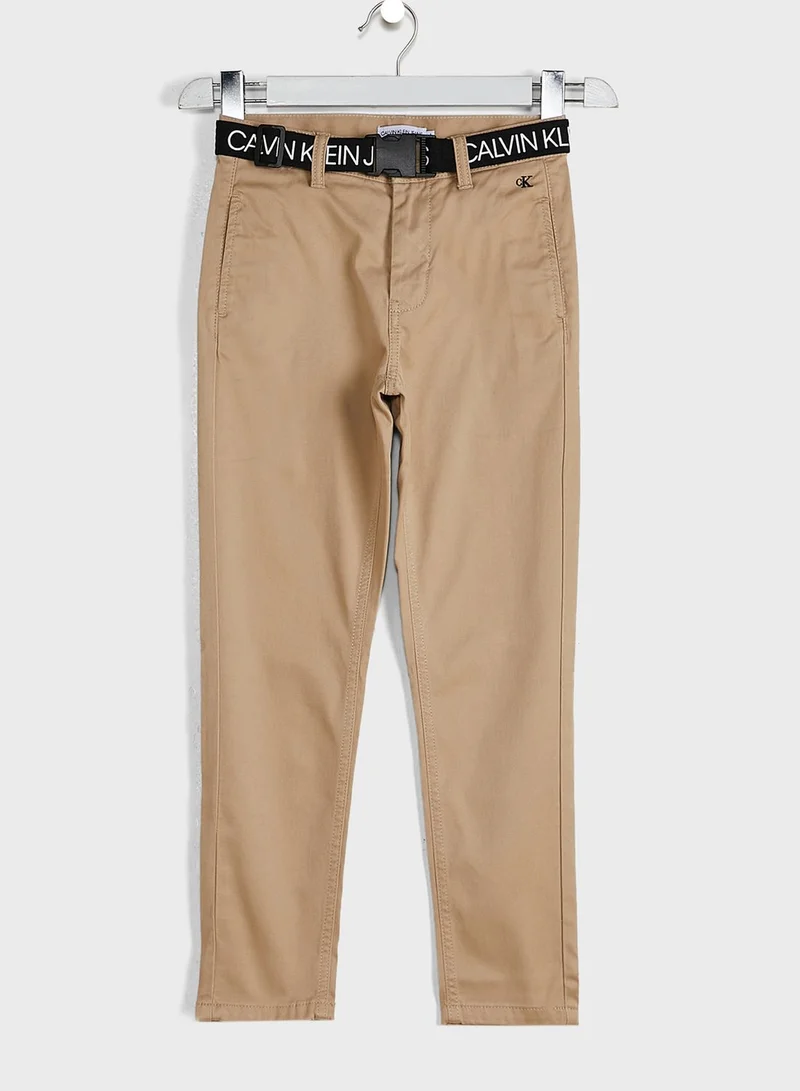 Calvin Klein Jeans Kids Belted Chino Pants