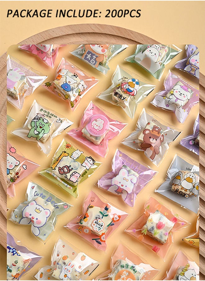 Depend 200 PCS Mini Cookie Candy Bags Self Adhesive Candy Bags Chocolate Candy Gift Bags for Bakery Biscuit Candy Chocolate(10*10cm)  - Image 1