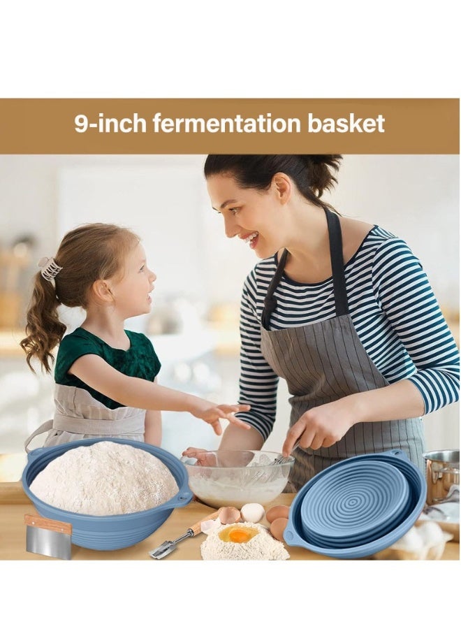 12-Piece Set Silicone Bread Proofing Basket, Sourdough Starter Kit Bread Proofing Basket Set,Complete Baking Supplies, Comes with Two Upgraded Silicone Bread Proofing Baskets, Foldable Silicone Brea - Image 2
