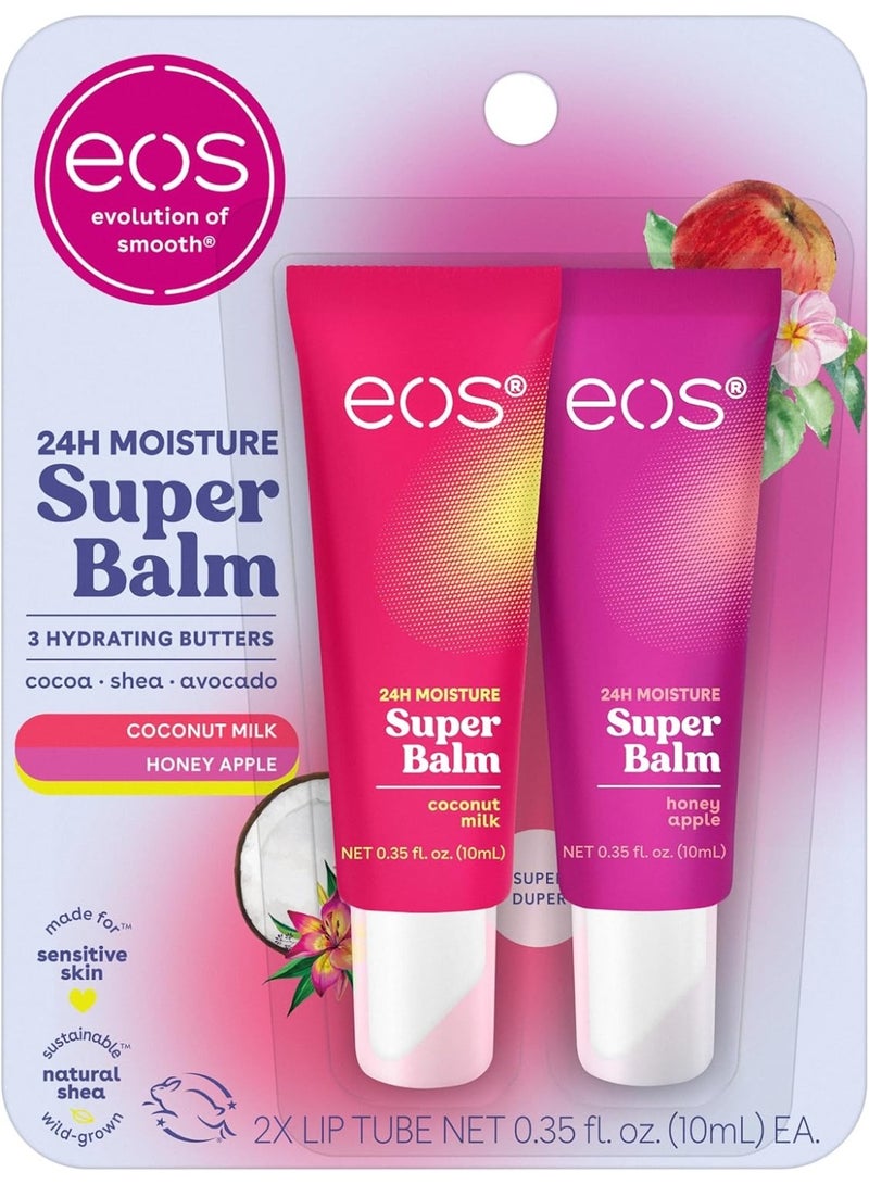 eos 24H Moisture Super Balm- Coconut Milk & Honey Apple, Lip Mask, Day or Night Lip Treatment, Made for Sensitive Skin, 0.35 fl oz, 2-Pack - Image 1