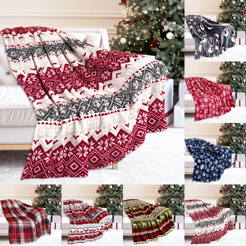 Christmas Blanket 100x70 Cm Soft Plush Polyester - Charming Reindeer Snowflake Design Festive Warmth for Home Sofa Decoration - Image 4