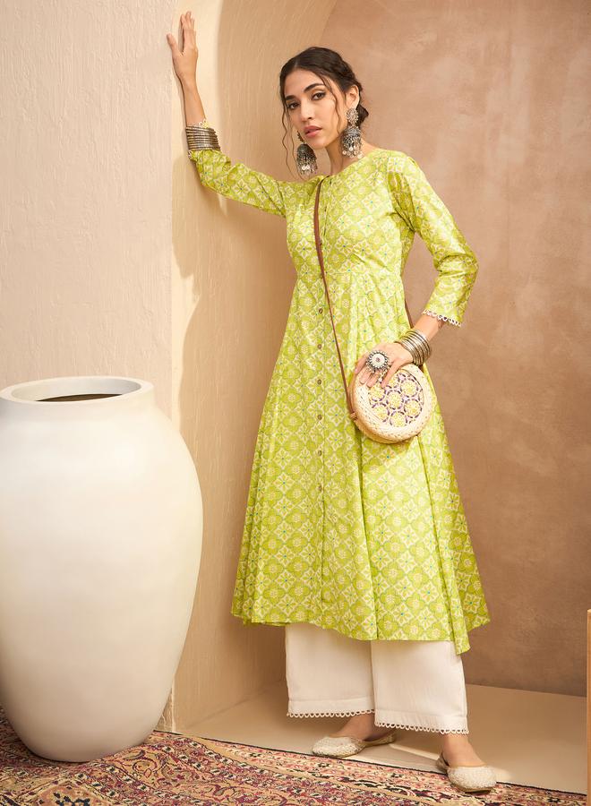 SASSAFRAS Green Floral Buttoned Pocket Kurta - Image 2