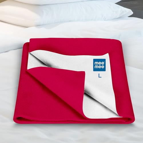 Mee Mee Reusable Water Proof Cotton Bed Protector Sheet/Extra Absorbent Mat/Dry Sheets/Urine Sheet/Dry Mat(Large, Dark Pink)(100CmX140Cm) - Image 1