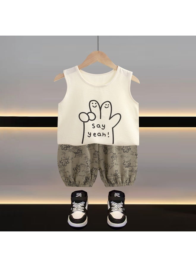 Summer Baby Vest Shorts Two-piece Set For Boys And Girls Thin Sleeveless Summer Clothes For Boys And Girls Korean Style