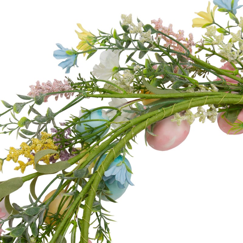VGIA 18 inch Easter Wreath Artificial Easter Egg Wreath for Front Door Easter Door Wreath Spring Wreath with Pastel Eggs and Mixed Twigs for Easter Decorations - Image 5