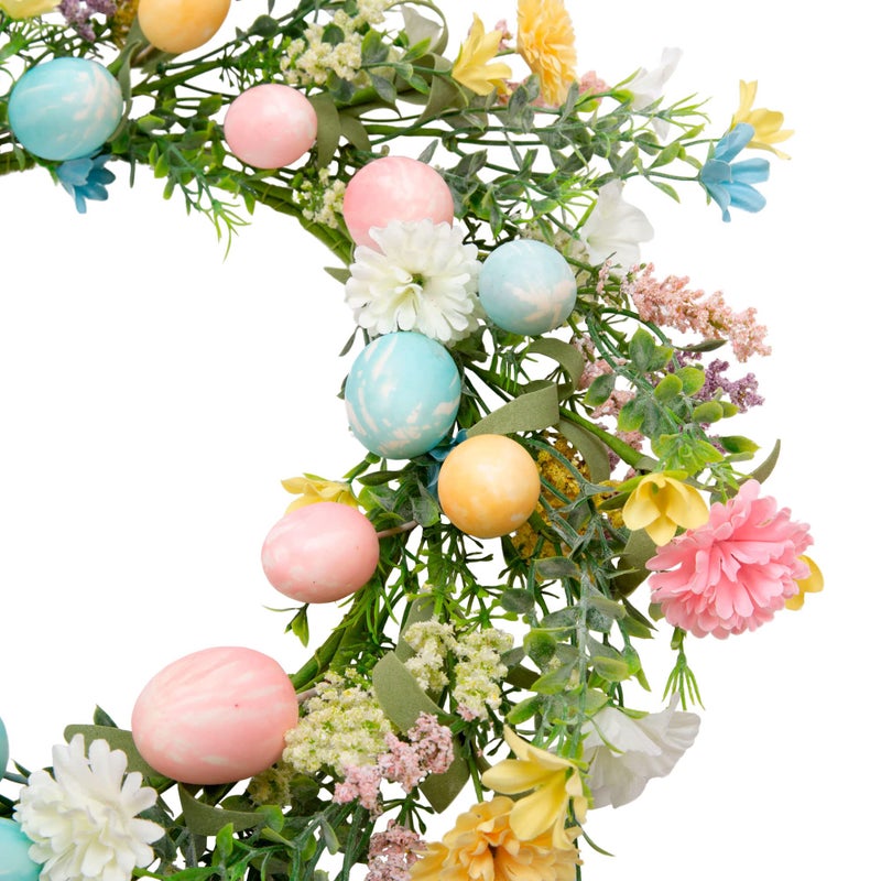VGIA 18 inch Easter Wreath Artificial Easter Egg Wreath for Front Door Easter Door Wreath Spring Wreath with Pastel Eggs and Mixed Twigs for Easter Decorations - Image 4