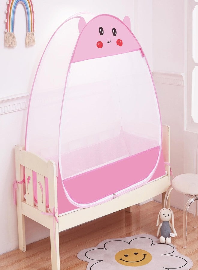 Mengersi Baby Crib Tent,Pop Up Crib Tent to Keep Baby in,Lovely Toddler Crib Net Mosquito Net Safe and Breathable,Installation Convenience,Pink - Image 2
