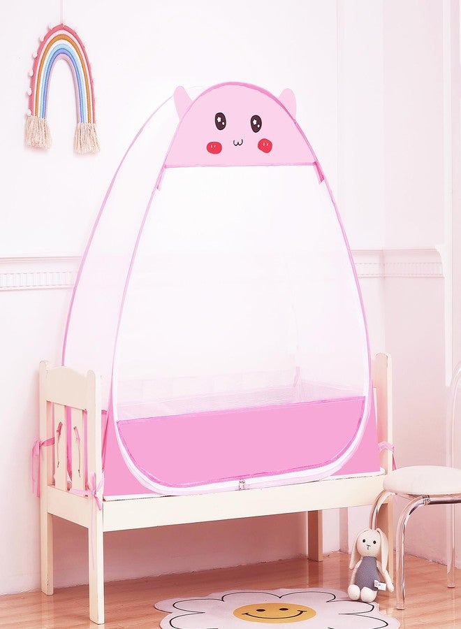 Mengersi Baby Crib Tent,Pop Up Crib Tent to Keep Baby in,Lovely Toddler Crib Net Mosquito Net Safe and Breathable,Installation Convenience,Pink - Image 1