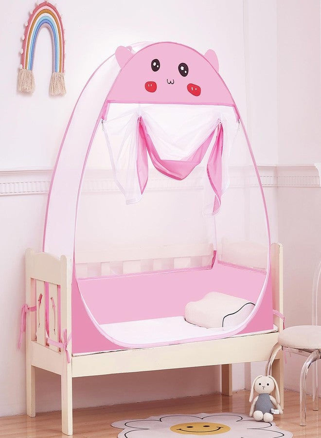 Mengersi Baby Crib Tent,Pop Up Crib Tent to Keep Baby in,Lovely Toddler Crib Net Mosquito Net Safe and Breathable,Installation Convenience,Pink - Image 3