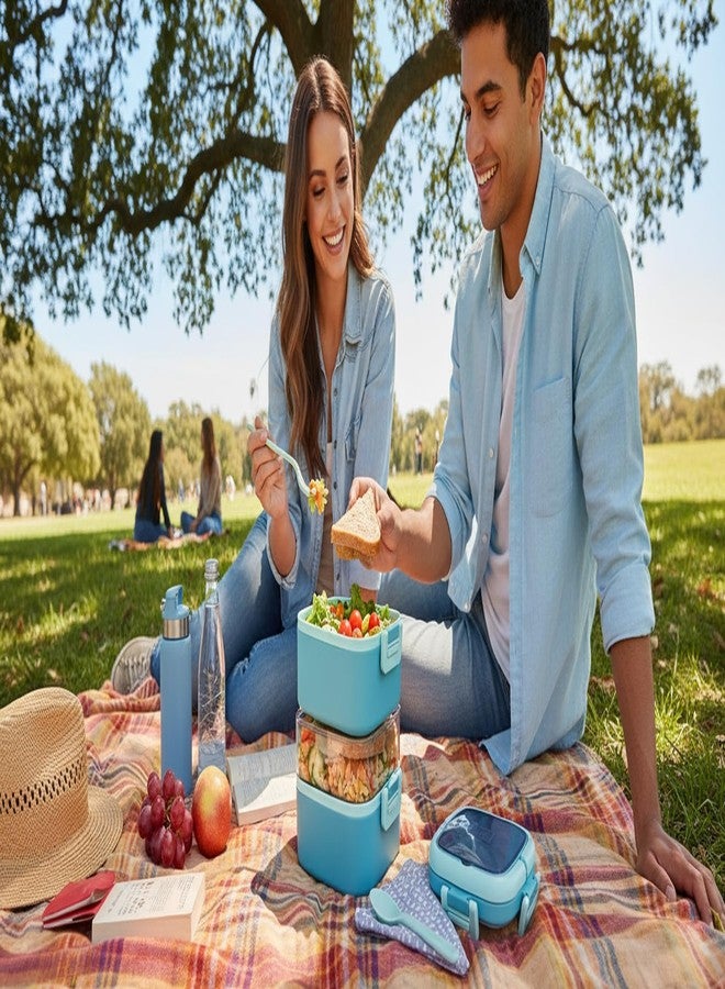 Gcrox 3 Compartment Cubex Insulated Food Container with Attractive Spoon - Airtight Leak-Proof Lunch Box for Office, School, Picnic 1140ml- Green - Image 3