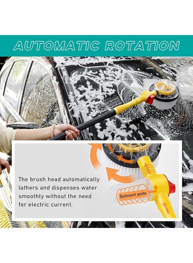 povtii فرشاة غسيل سيارات دوارة - فرشاة تنظيف أوتوماتيكية تدور 360 درجة بمقبض طويل وشعيرات شينيل ناعمة قابلة للفصل | أداة غسيل سيارات عالمية مع خرطوم بطول 5 أمتار للسيارات، وسيارات الدفع الرباعي، والدراجات النارية، والشاحنات - Image 4
