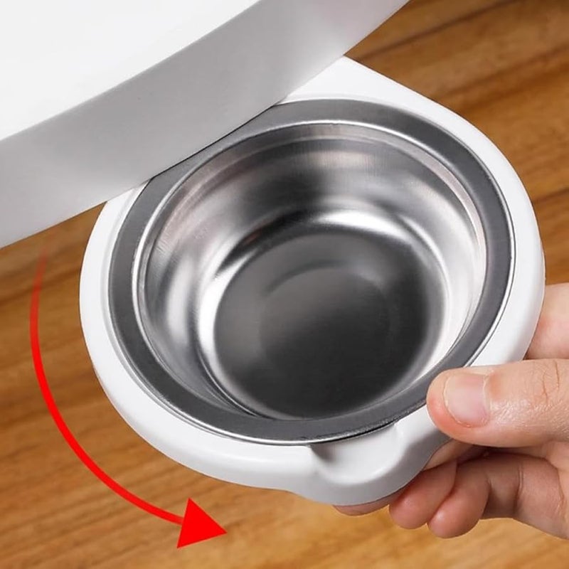 Rotatable Stainless Steel Ashtray with Lid Self Adhesive Windproof for Desk Home Office White - Image 5