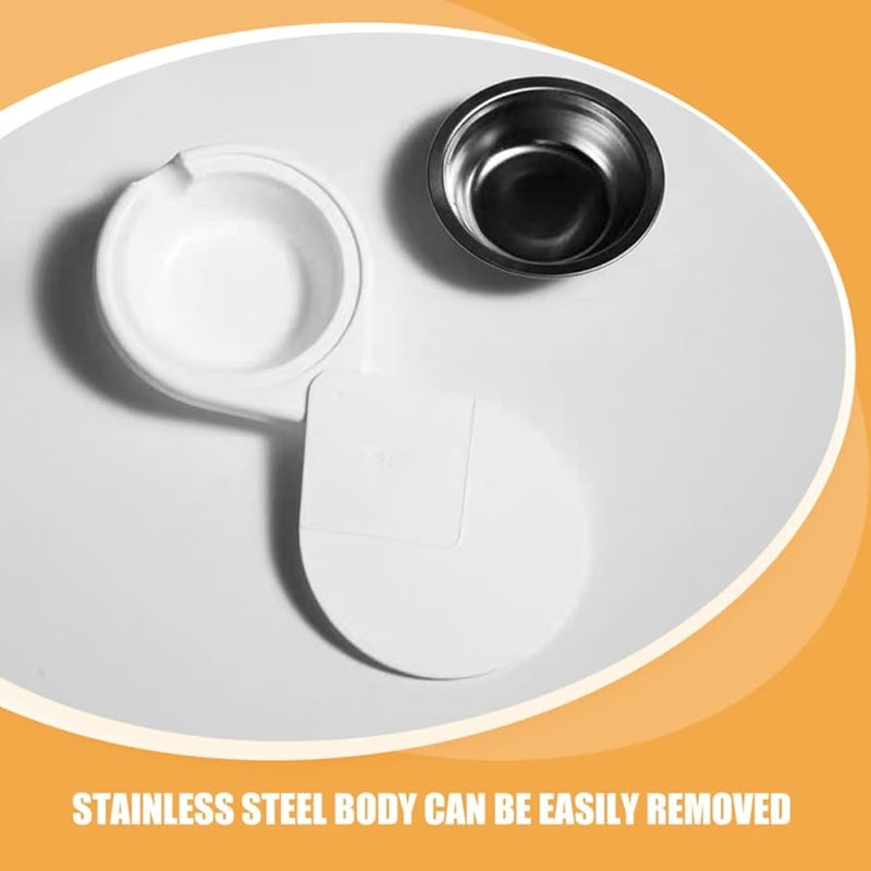 Rotatable Stainless Steel Ashtray with Lid Self Adhesive Windproof for Desk Home Office White - Image 3