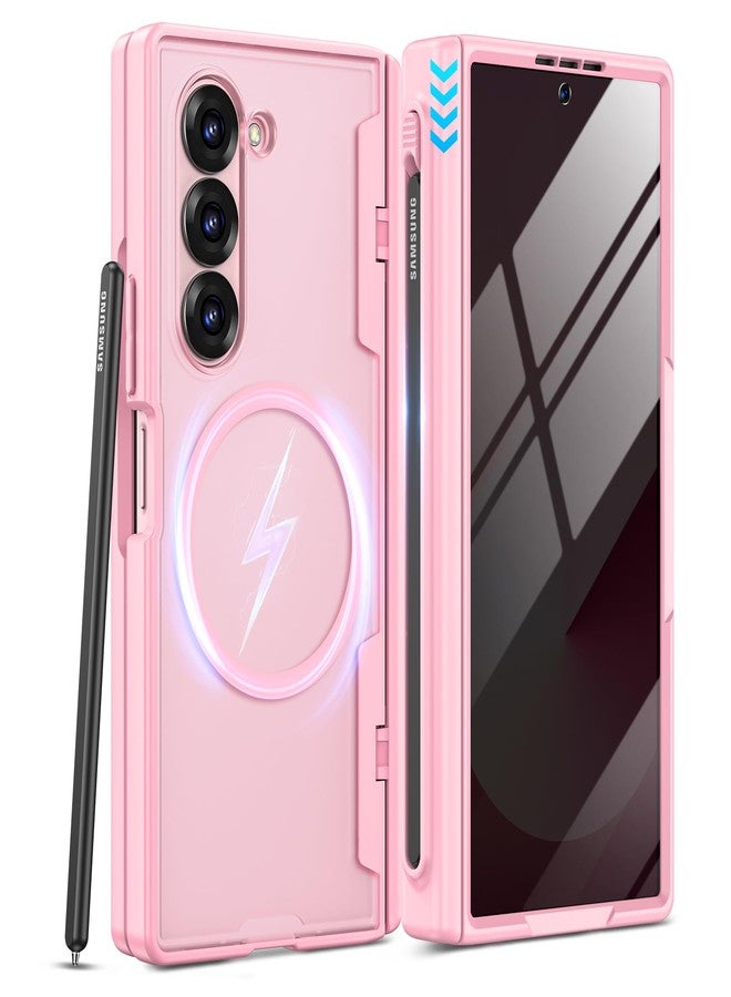 VEGO for Samsung Fold 6 Case[Compatible with Magsafe][Built-in Screen Protector][Hinge Protection with S Pen Solt] Full-Body Hard PC Drop/Shock Proof Magnetic Case for Samsung Galaxy Z Fold 6 (Pink) - Image 1
