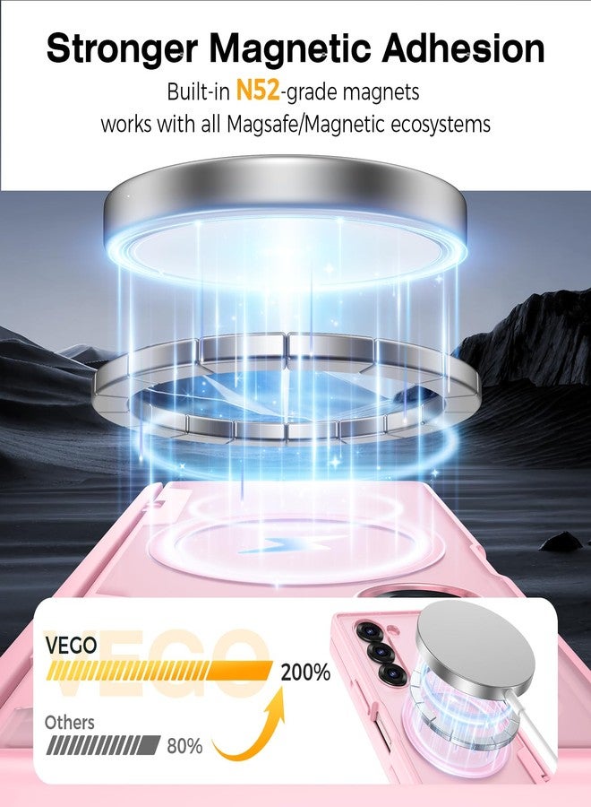 VEGO for Samsung Fold 6 Case[Compatible with Magsafe][Built-in Screen Protector][Hinge Protection with S Pen Solt] Full-Body Hard PC Drop/Shock Proof Magnetic Case for Samsung Galaxy Z Fold 6 (Pink) - Image 2