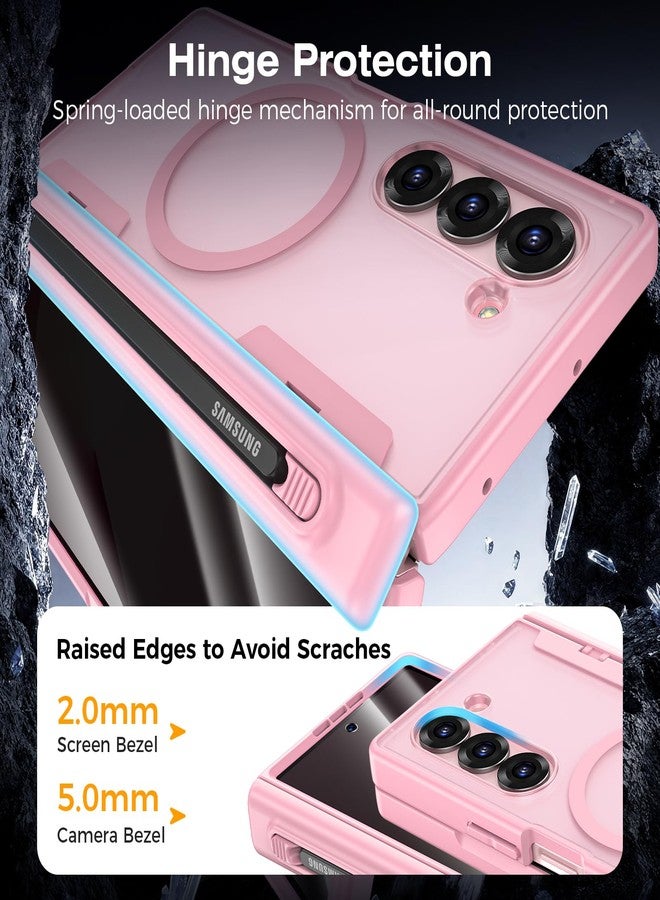 VEGO for Samsung Fold 6 Case[Compatible with Magsafe][Built-in Screen Protector][Hinge Protection with S Pen Solt] Full-Body Hard PC Drop/Shock Proof Magnetic Case for Samsung Galaxy Z Fold 6 (Pink) - Image 4