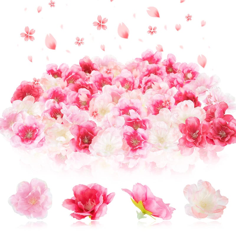 Dilunave Artificial Cherry Blossom Petals Fake Cherry Blossom Flowers Peony Daisy Decor Sakura Floral Head Decor for Dress DIY Accessories Wedding Party SupplyPale Pink Pink Rosy100 Pcs