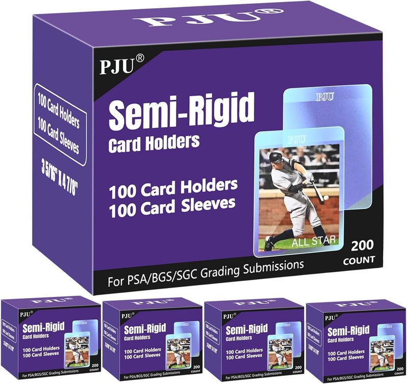PJU 500ct Semi Rigid Card Holders 500ct Card Sleeves for PSA SGC BGS CSG Graded Card Submissions Semi Rigid Baseball Cards Sleeves Protectors PSA Graded Trading Cards Sleeve - Image 2
