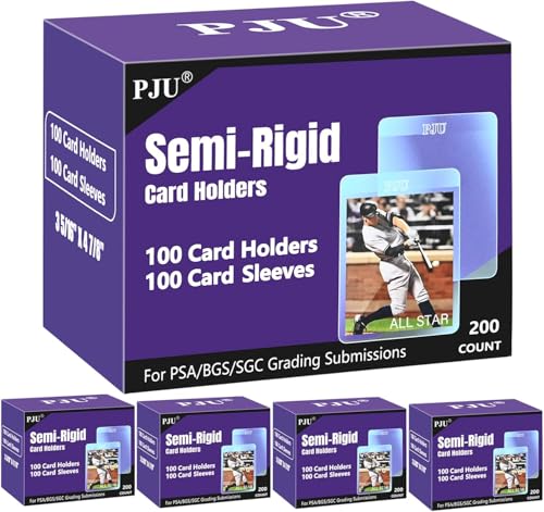 PJU 500ct Semi Rigid Card Holders 500ct Card Sleeves for PSA SGC BGS CSG Graded Card Submissions Semi Rigid Baseball Cards Sleeves Protectors PSA Graded Trading Cards Sleeve - Image 1