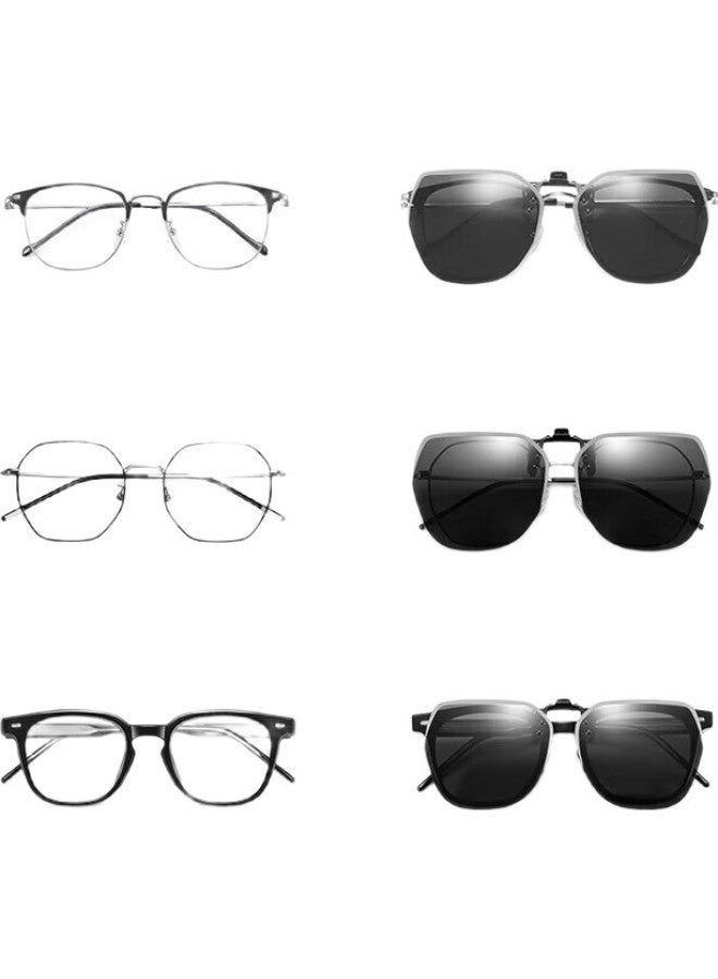 Lovedru Polarized Sunglasses Clip, Sunglasses Clip, Driving Glasses Clip, Myopia Glasses Clip, Uv Protection, High-Definition Polarized, Uv Protection, Polygon Clip, Universal For All Frames, Driver, Driving, Outdoor, Sun Protection, Myopia Glasses Clip B-11 - Image 1