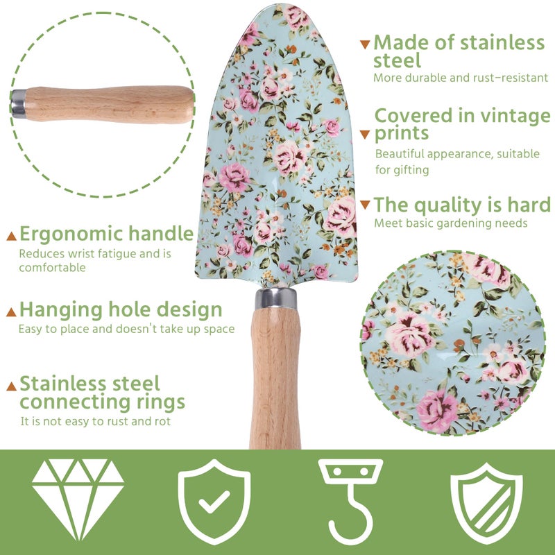 WNJ 10-Piece Floral Garden Tools Set with Tote Bag, Heavy Duty Gardening Kit with Pruning Shears, Trowels, Rake, Sprayer, Kneeling Pad & Gloves - Gift for Women, Gardener, Mother's Day - Image 3