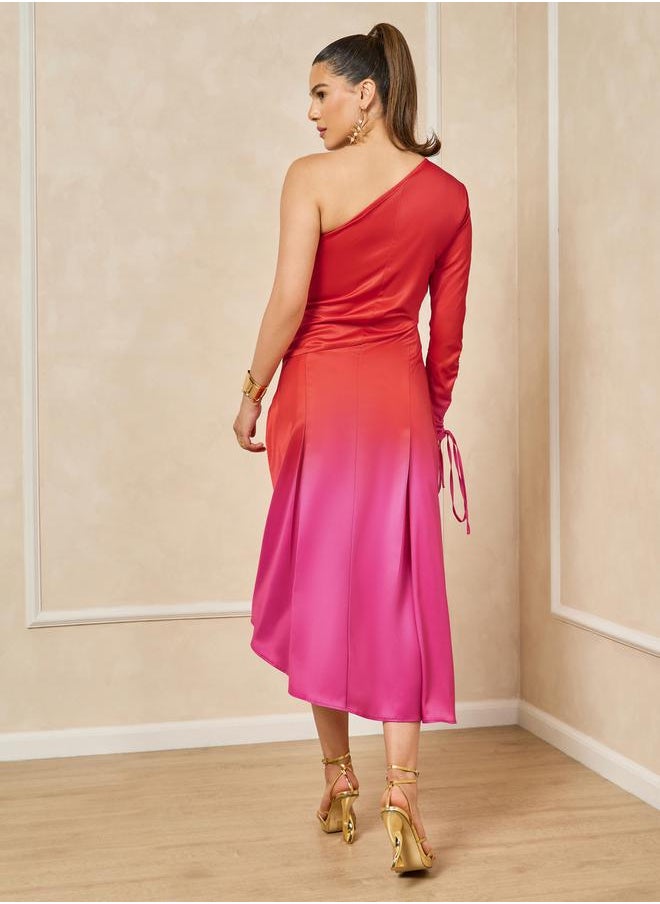 Styli Color Block One Shoulder A-Line Maxi Dress  - Image 5