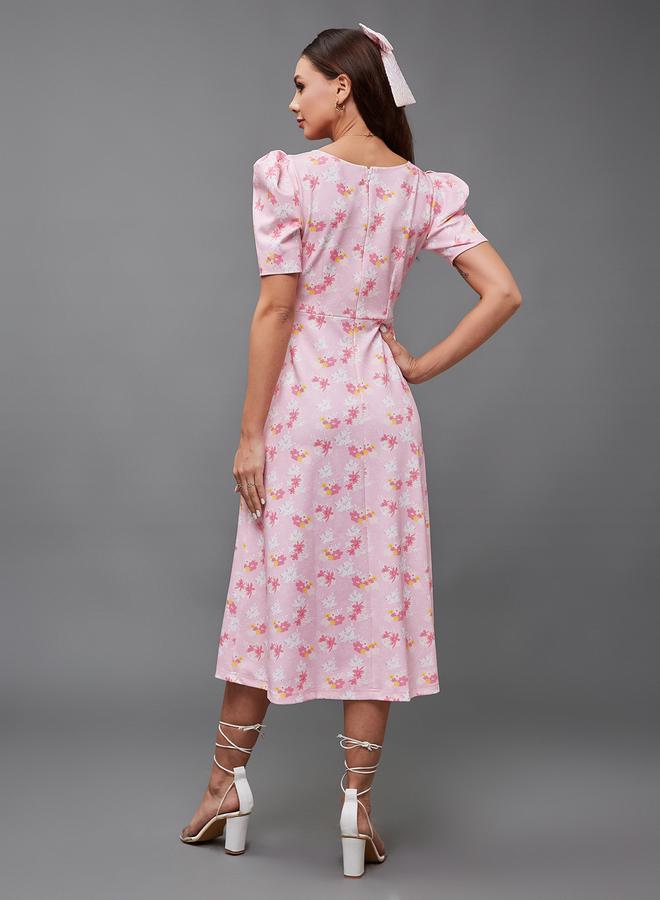 Styli Floral Wrap Midi Dress - Image 4