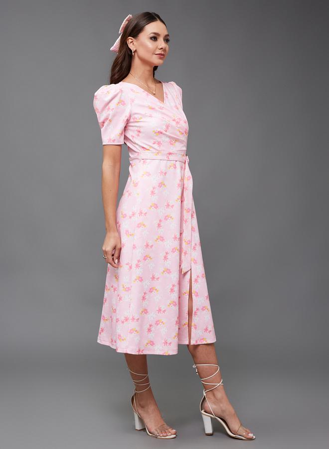 Styli Floral Wrap Midi Dress - Image 3